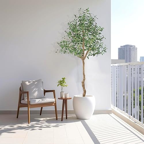 Miniatura 7 de AnTing Árbol de olivo artificial de 6 pies, ramas de olivo sintético y frutas con maceta para decoración del hogar, regalo de interiores