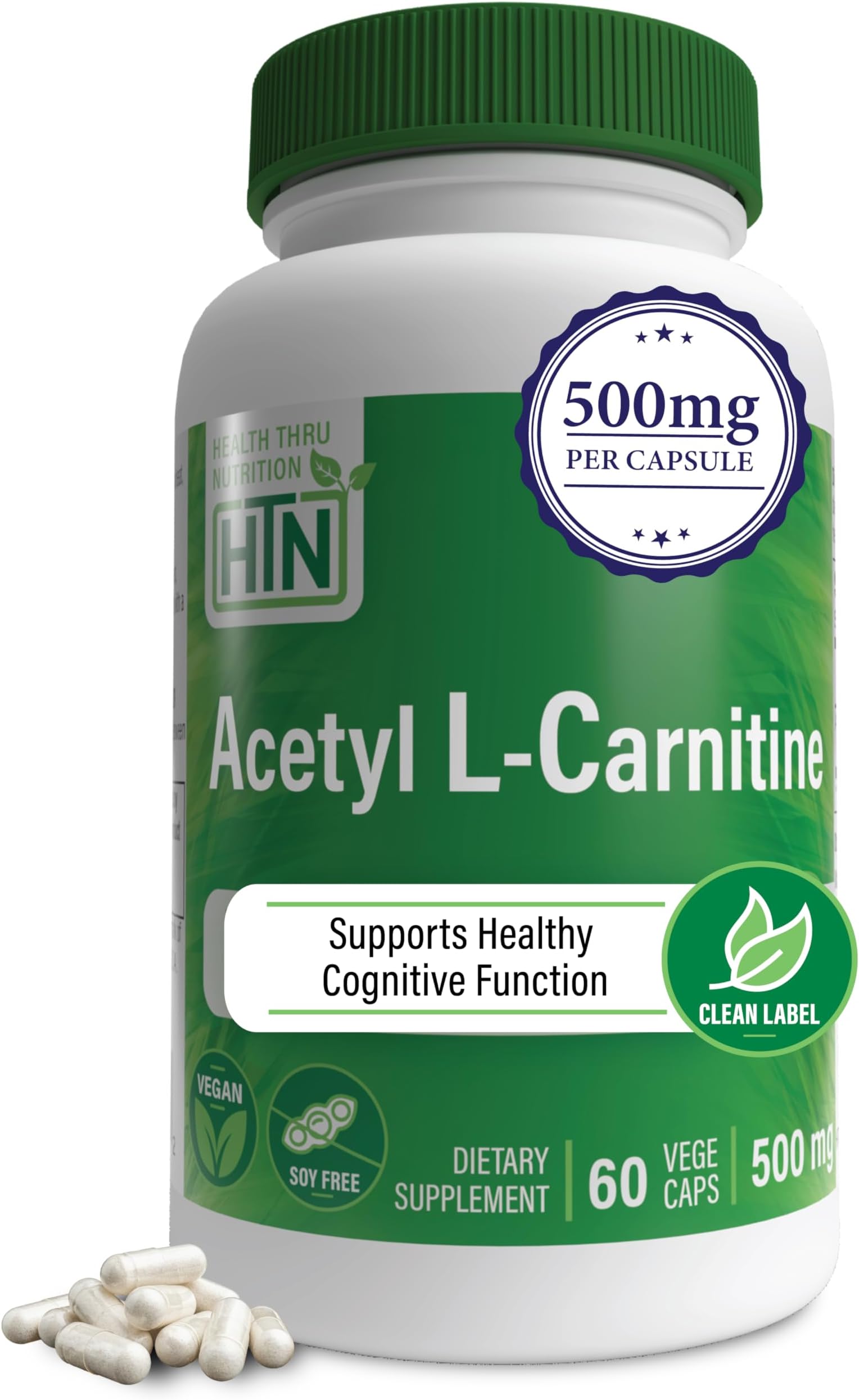 Acetyl L-Carnitine 500mg 60 Capsules Non GMO (60)