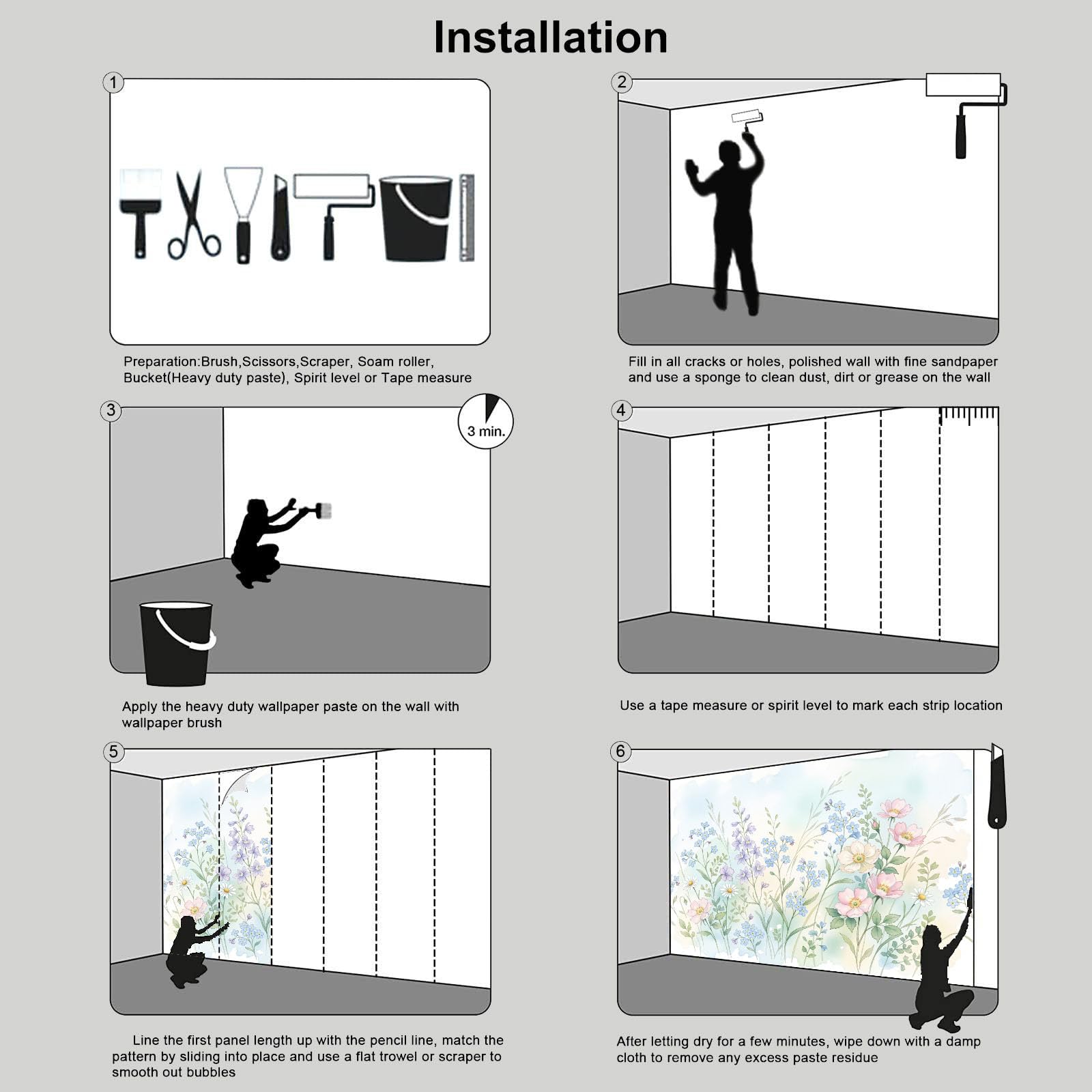 Carta Da Parati Fotografica Rosa Selvatica Fiore A Stella Blu, 350x256cm Fotomurali in Seta Fresco Ad Acquerello Decorazione da Muro Poster Gigante per Camera Da Letto e Sfondo TV Decorazione