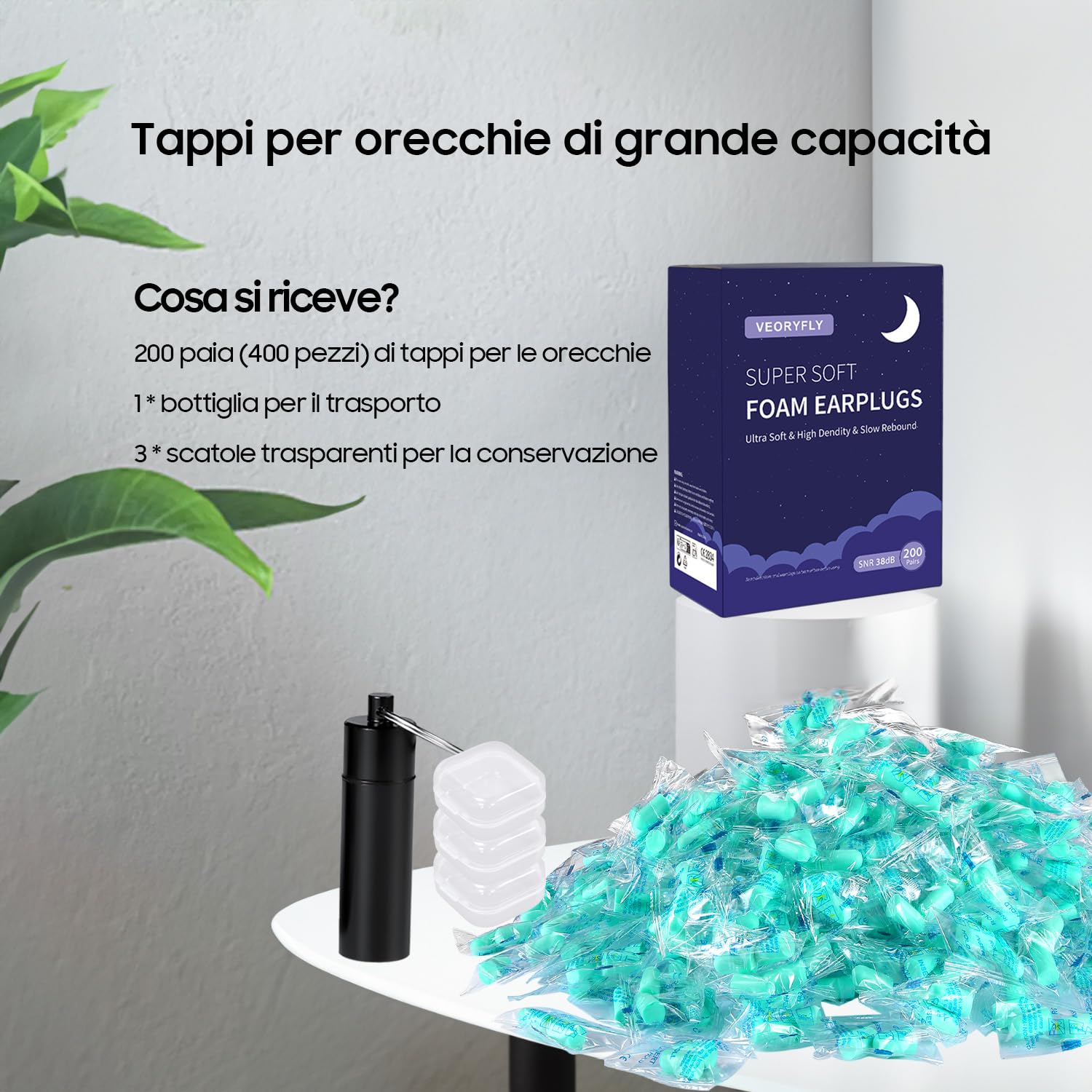 200 Paia Tappi Orecchie Dormire, Tappi Per Orecchie Antirumore Per Dormire, Super Morbidi Per Il Sonno