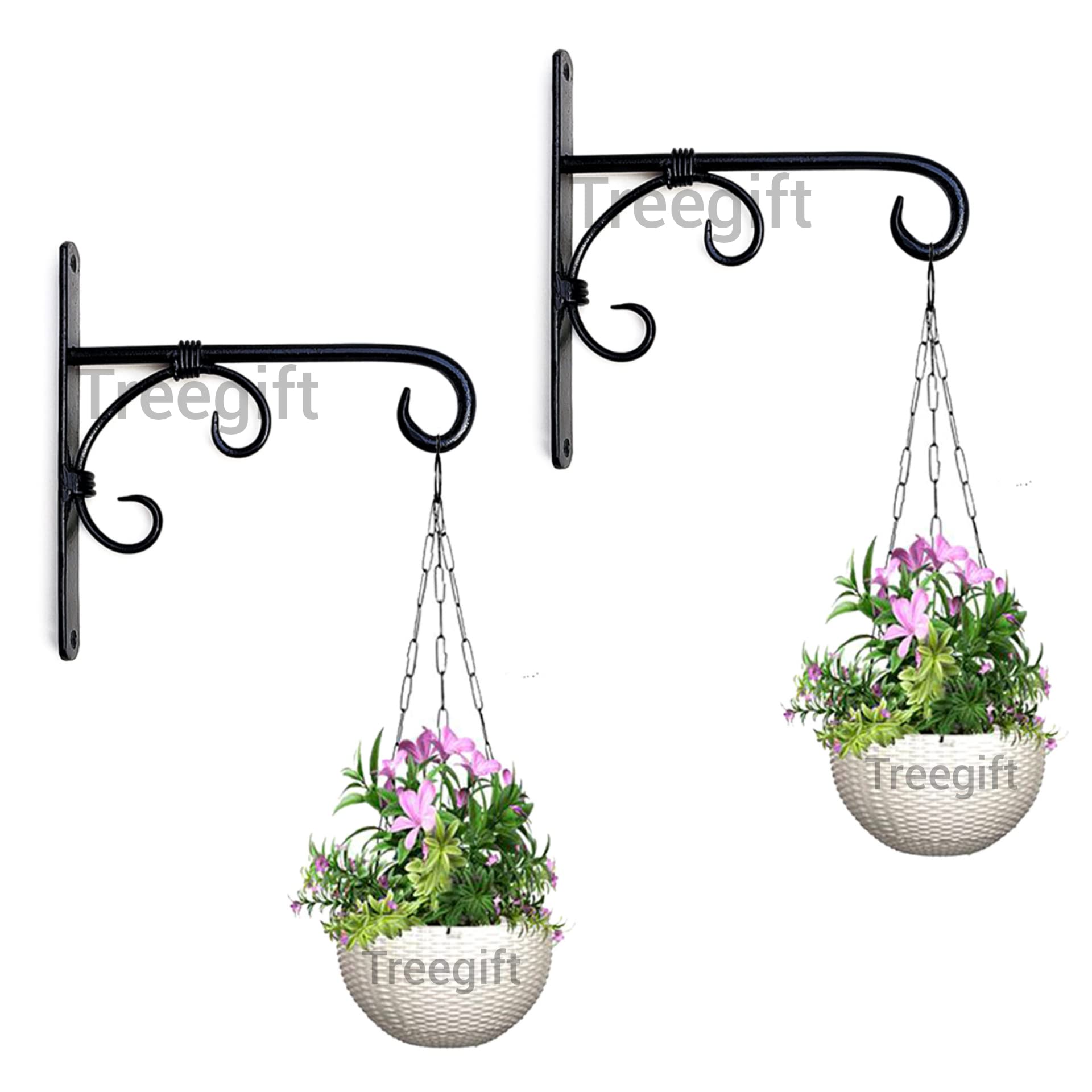 Treegift Iron Metal Hooks Hangers Brackets for Wall Hanging Planters,Plants,Flower Pots and Other Hanging Items with Black Colour. Size- 19" by 17" cm (Set of 2) (B0BNLV5RTP) Amazon Price History, Amazon Price Tracker