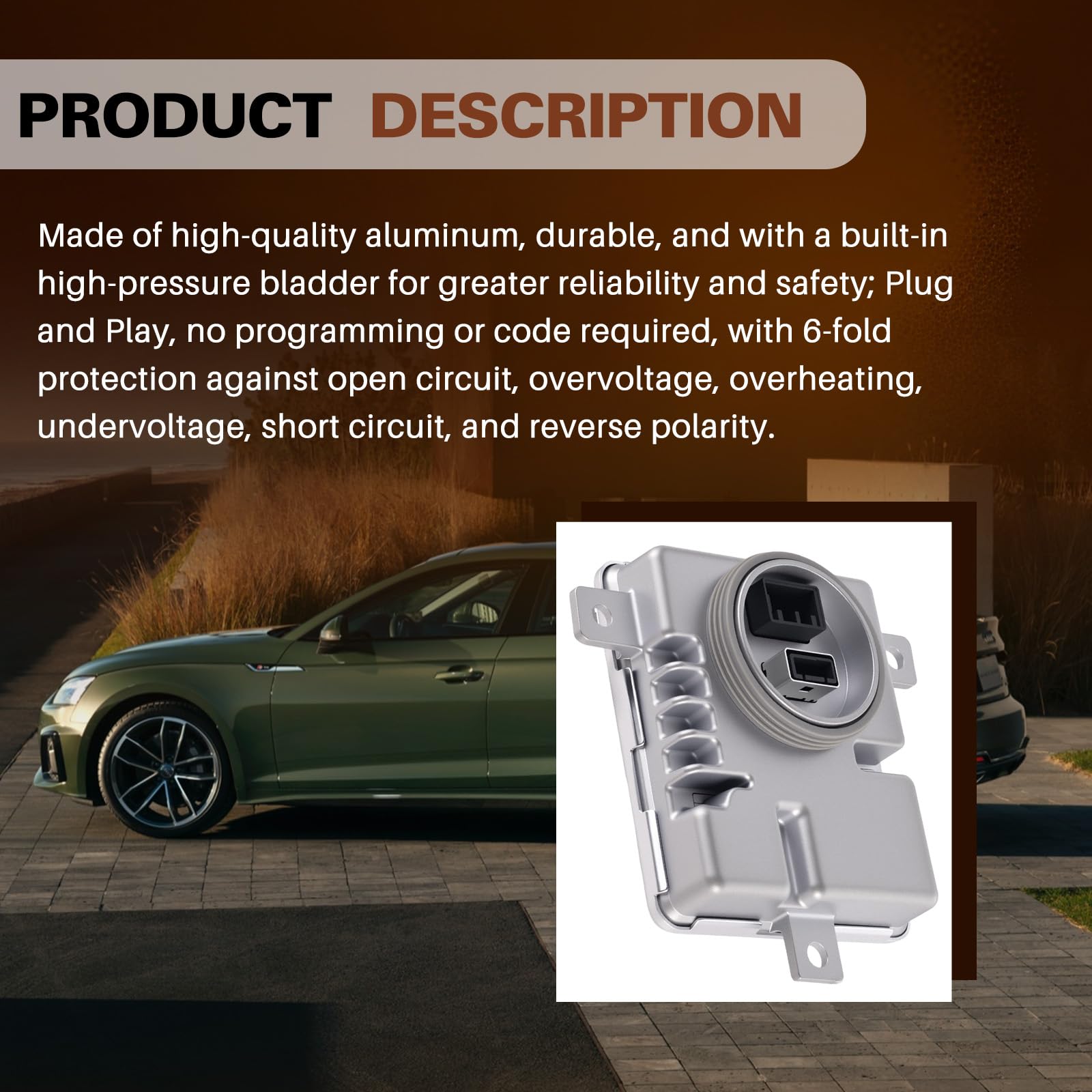 Unidad de control de balastro HID para faros de xenón, compatible con Audi A3, A4, A6, A5, A7, A8, Q3, Q5, Alhambra y Transporter. Compatible con D3S, D3R, D4S y D4R. 8K0941597C 8K0941597