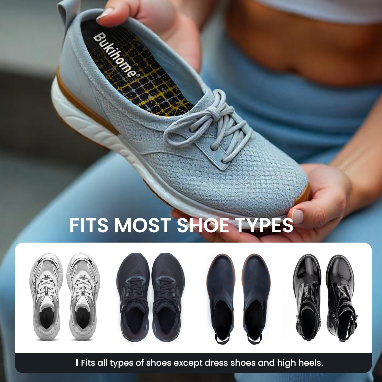 Bukihome Plantillas Deportivas para Hombre y Mujer - Plantillas para Correr Ligeras y Transpirables con Soporte de Arco, Alivio para Fascitis Plantar -Hombre y Mujer 41-42