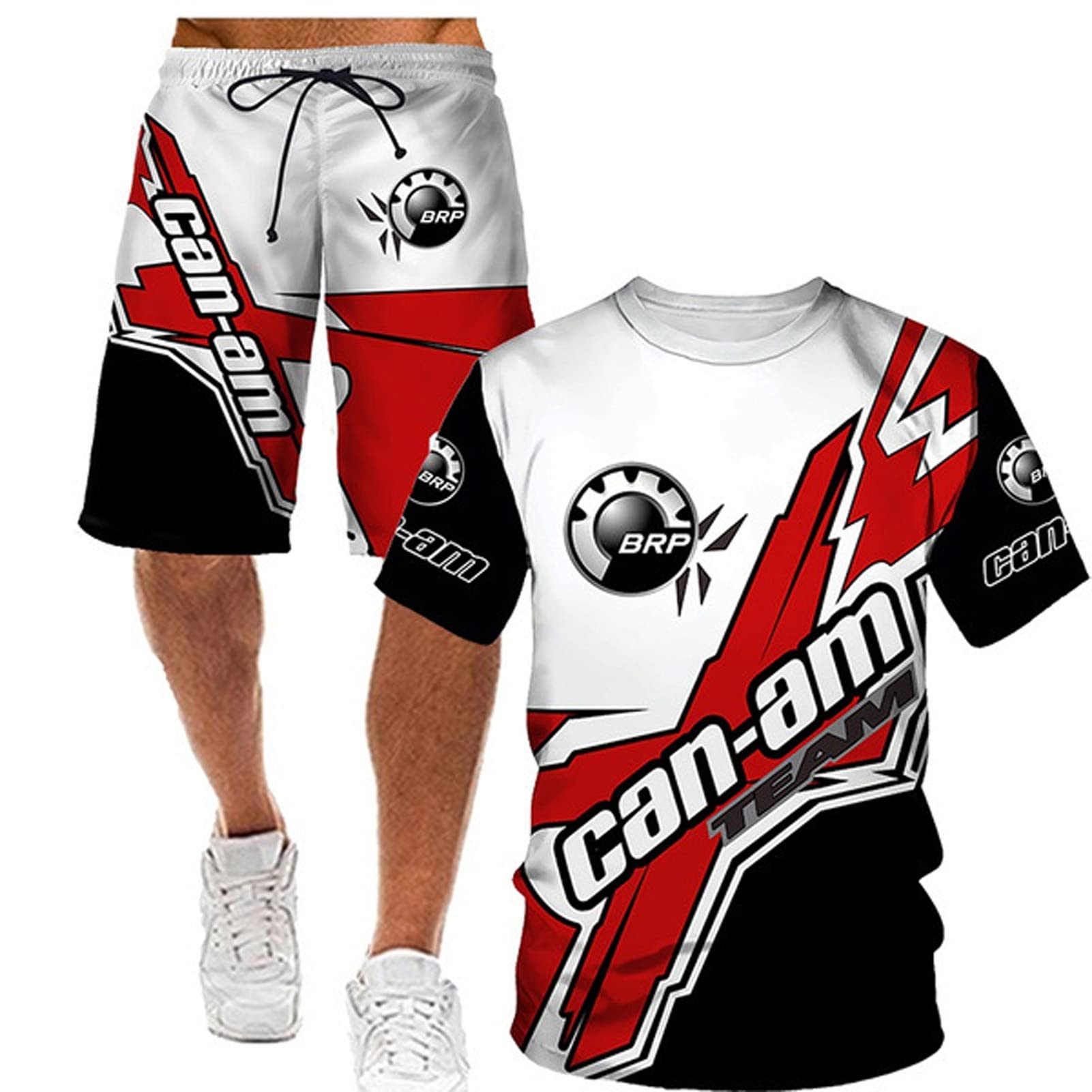 Męskie koszulki treningowe zestaw szortów do Can-am 3D szorty z krótkim rękawem na co dzień zestaw do joggingu T-shirt top 2-częściowy garnitur
