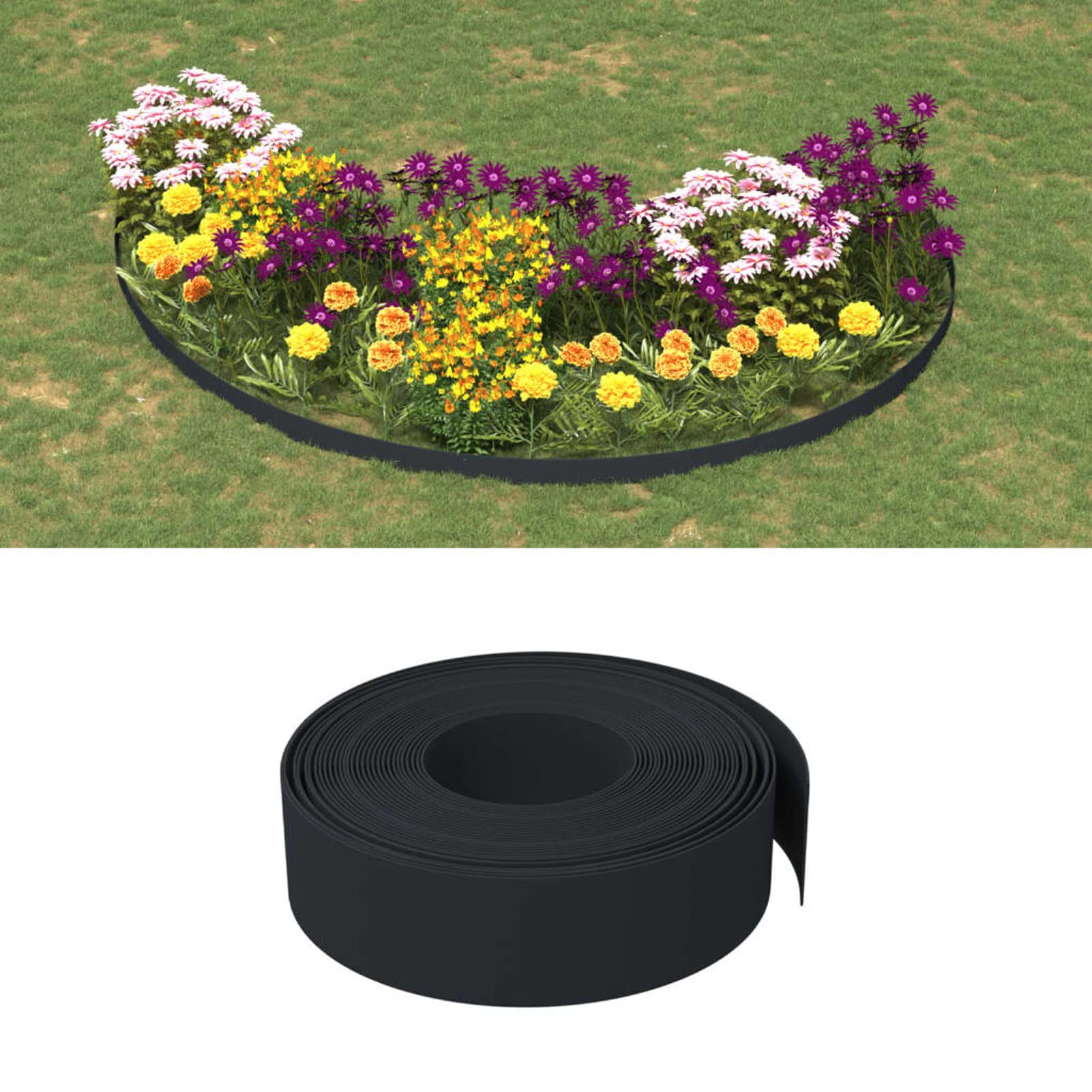 Rasenkanten 5 STK. Schwarz 10 m 15 cm Polyethylen Beetumrandung Kunststoff Landscape Edging