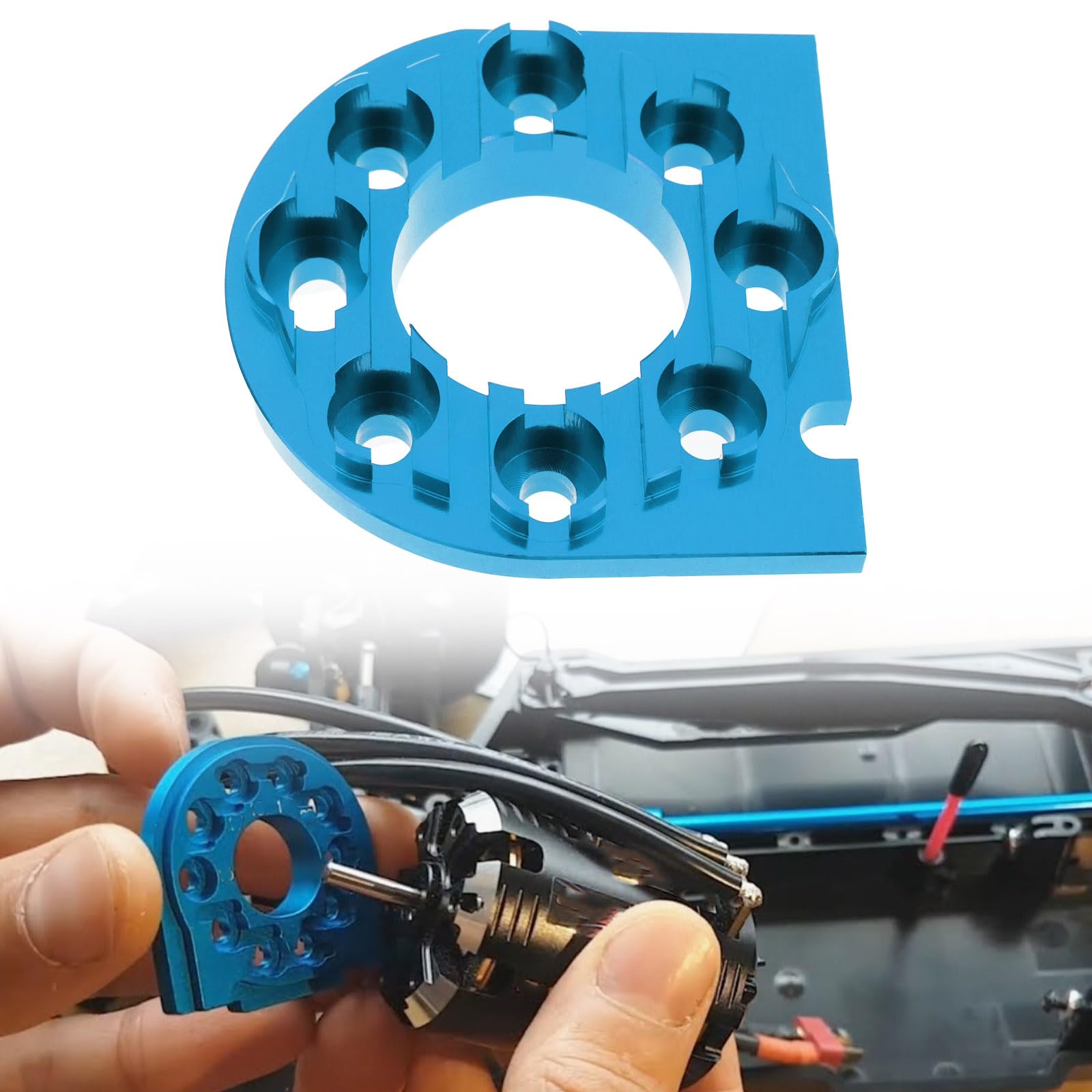 OTOTEC Blue Chassis Motor Mount Aluminium Compatible with Tam-iya TT01 TT01E - Image 3