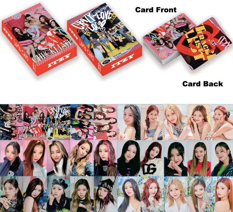 AntaQuyaN 5 Pack/150 Pcs ITZY Lomo Card Kpop Photocards Greeting Card with Postcards, black - Image 6