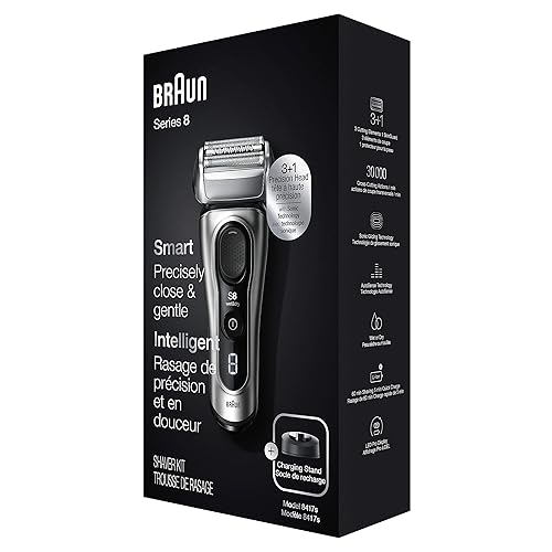 Miniatura 3 de Braun Maquinilla de afeitar eléctrica para hombres Series 8 8417s Máquina de afeitar de aluminio con recortadora de barba de precisión Galvano