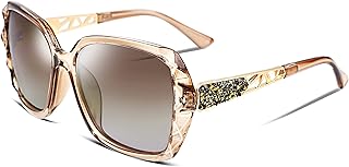 FEISEDY B2289 Women's Polarised Classic Large Sunglasses with Rhinestone Frame and UV400 Protection