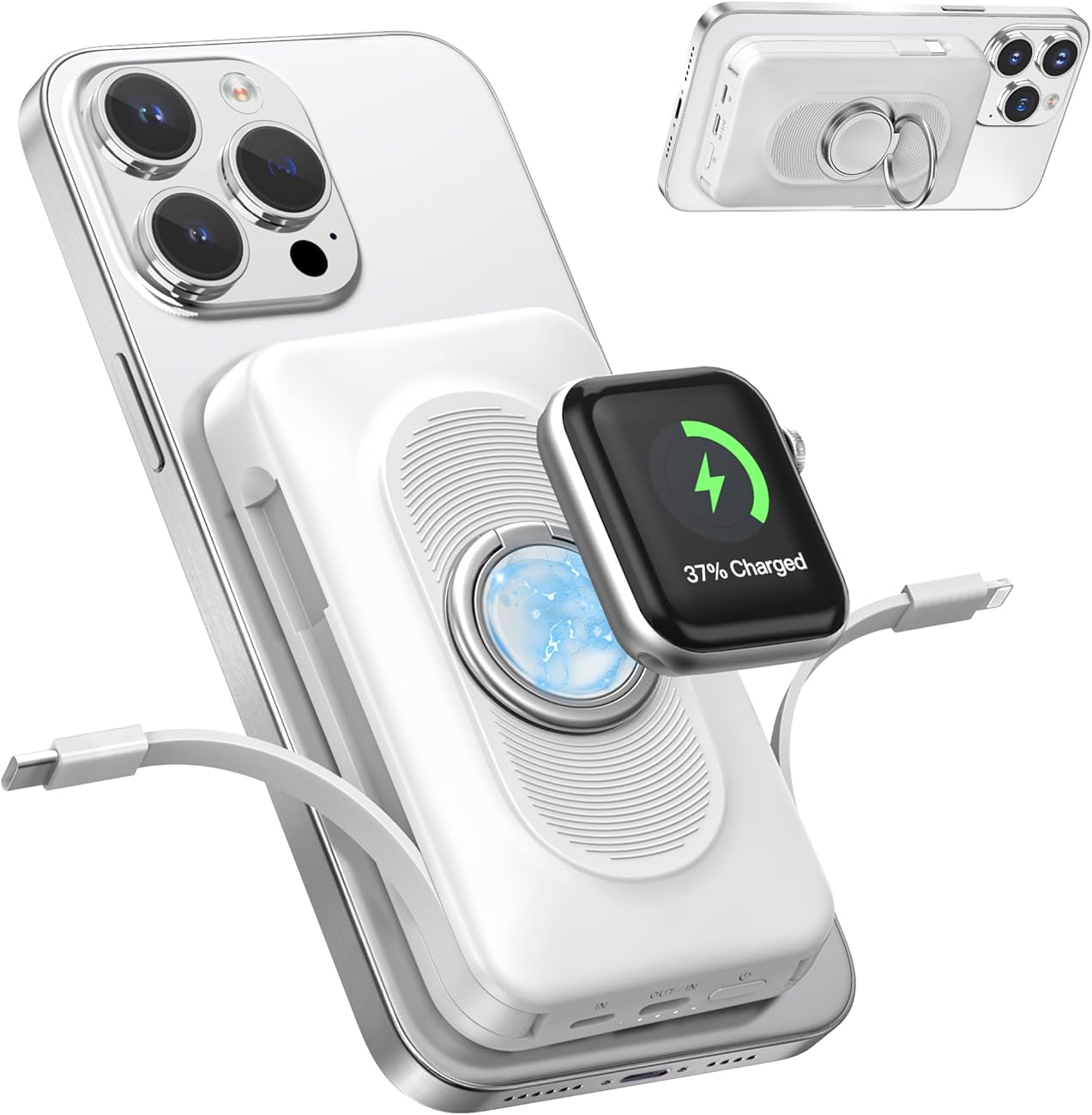 Genmifly powerbank 5-in-1 magnetica 10000mAh per iPhone e iWatch