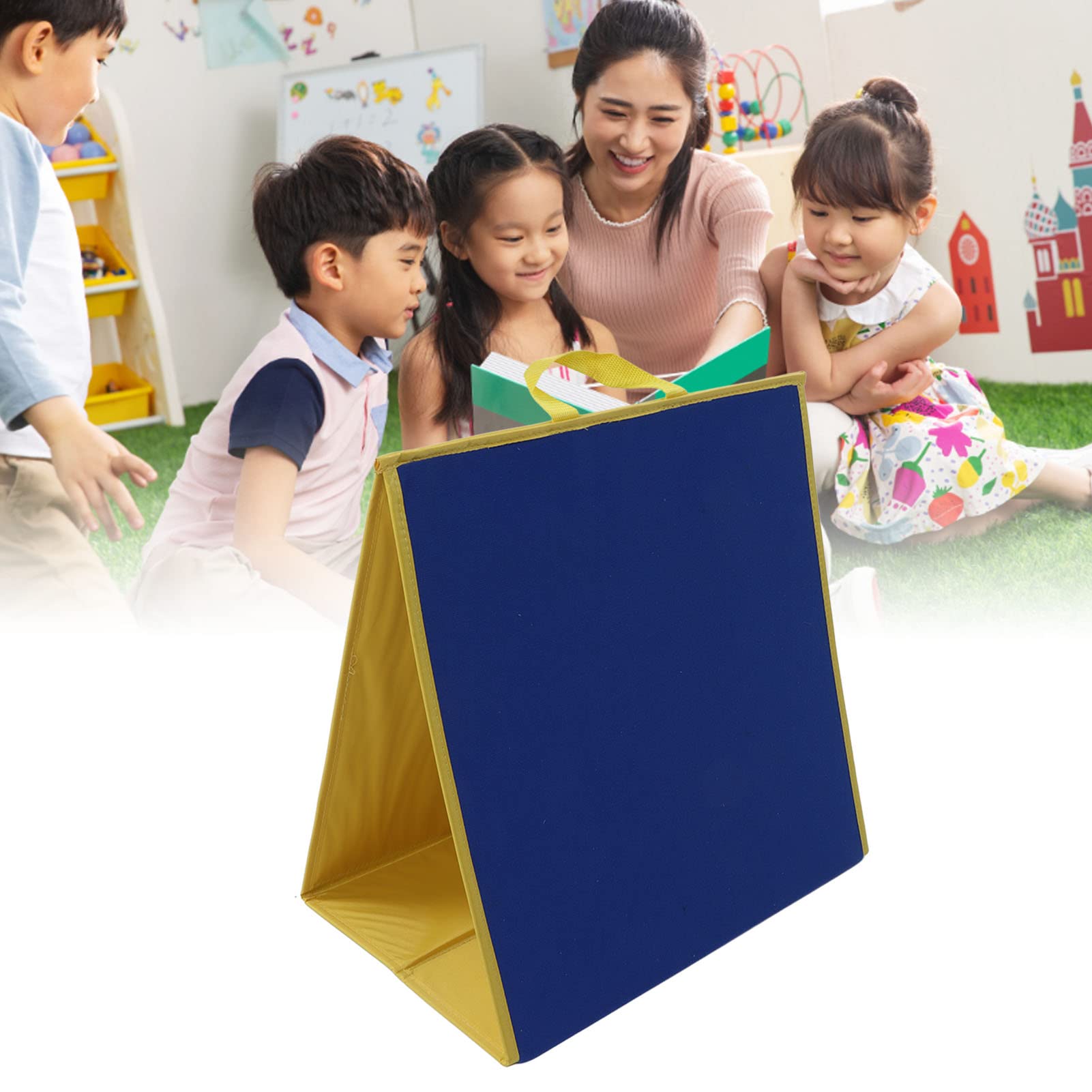 Lavagna in Feltro Pieghevole Autoportante Bifacciale, Libri Didattici Portatili con Cinghia per Apprendimento Precoce, Scuola Materna, Scuola a Casa e Ufficio, Tabelloni (Blu Verde)