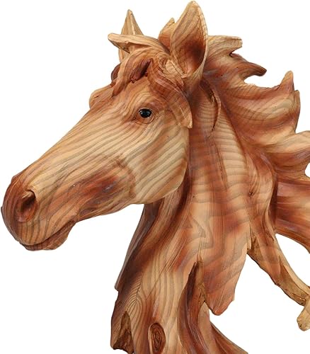 Miniatura 2 de Ebros Gift Wild and Free Western Fine Stallion - Busto de caballo con acabado de madera de cedro sintético, estatua tallada de 11 pulgadas de alto