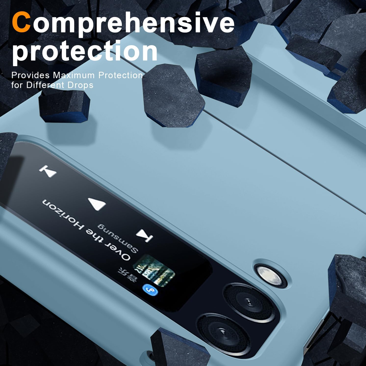 Galaxy Z Flip 5 5G Case with Stand,Military-Grade Protective Case,Lightweight,Slim Fit Drop Protection Rugged Shockproof Cover for Samsung Galaxy Z Flip 5 5G,Sky Blue 6-Z Flip5-03
