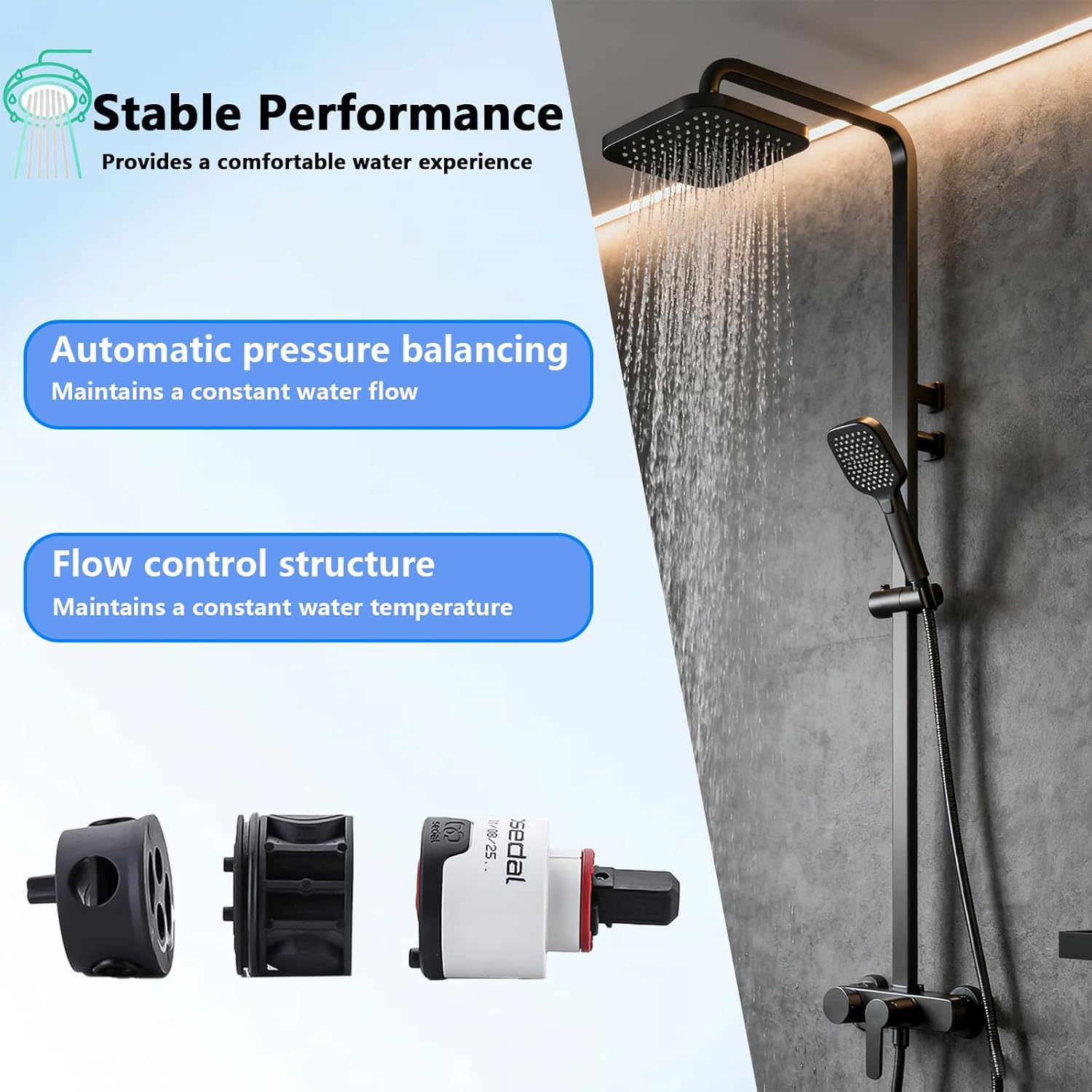 1213 Replacement Mixing Shower Valve Cartridge for moen M-CORE 3-Series Pressure Balance Rough-in Valve, 1213 Faucet Valve Cartridge Restore Pressure Balance and Steady Temperature