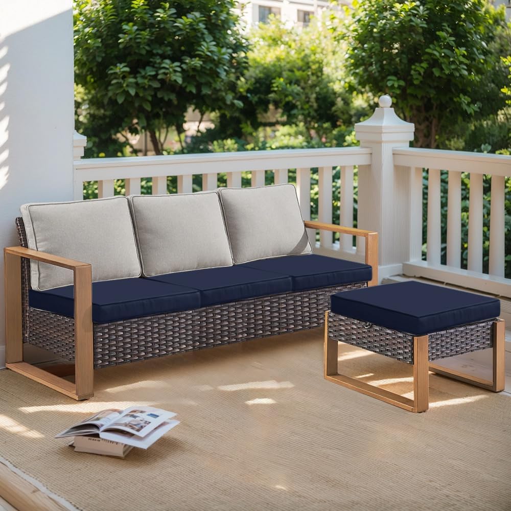 Covers for Patio Seat Cushion 4 Pcs 19x19x3inch Replacement with Zipper Outdoor Furniture Cushion Anti-Slip Cover for Garden and Backyard (Covers ONLY)