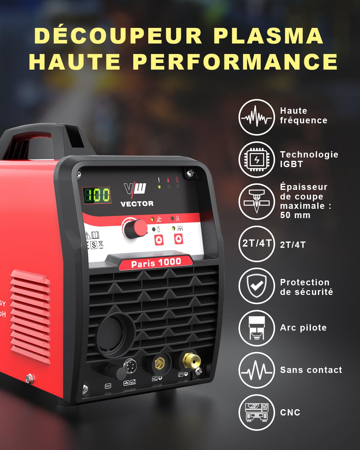 VECTOR WELDING Découpeur Plasma IGBT Allumage sans Contact 100A 400V