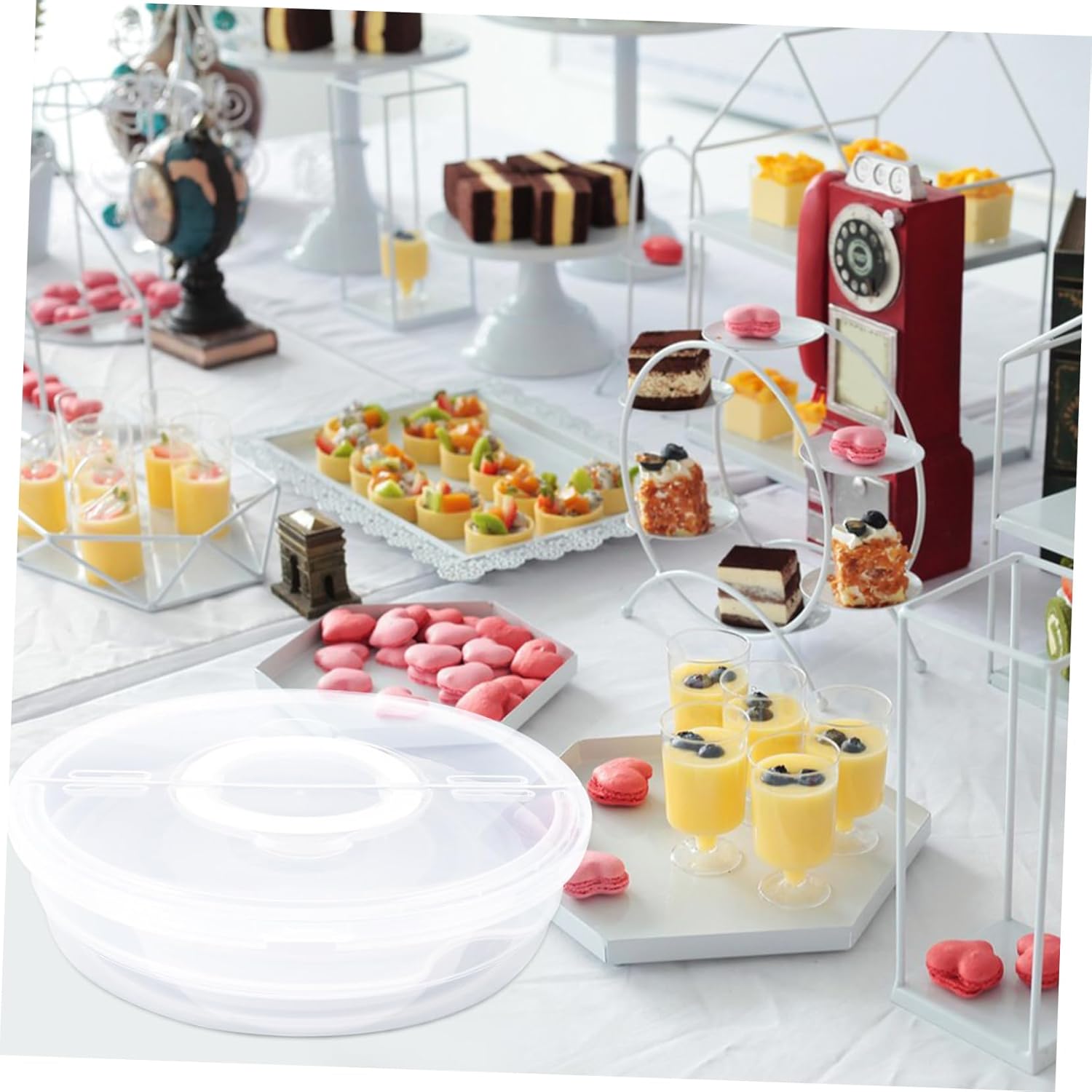 2pcs Food Storage Containers Handles Cake Carriers for Transport Airtight Keepers for Leftover Pizza