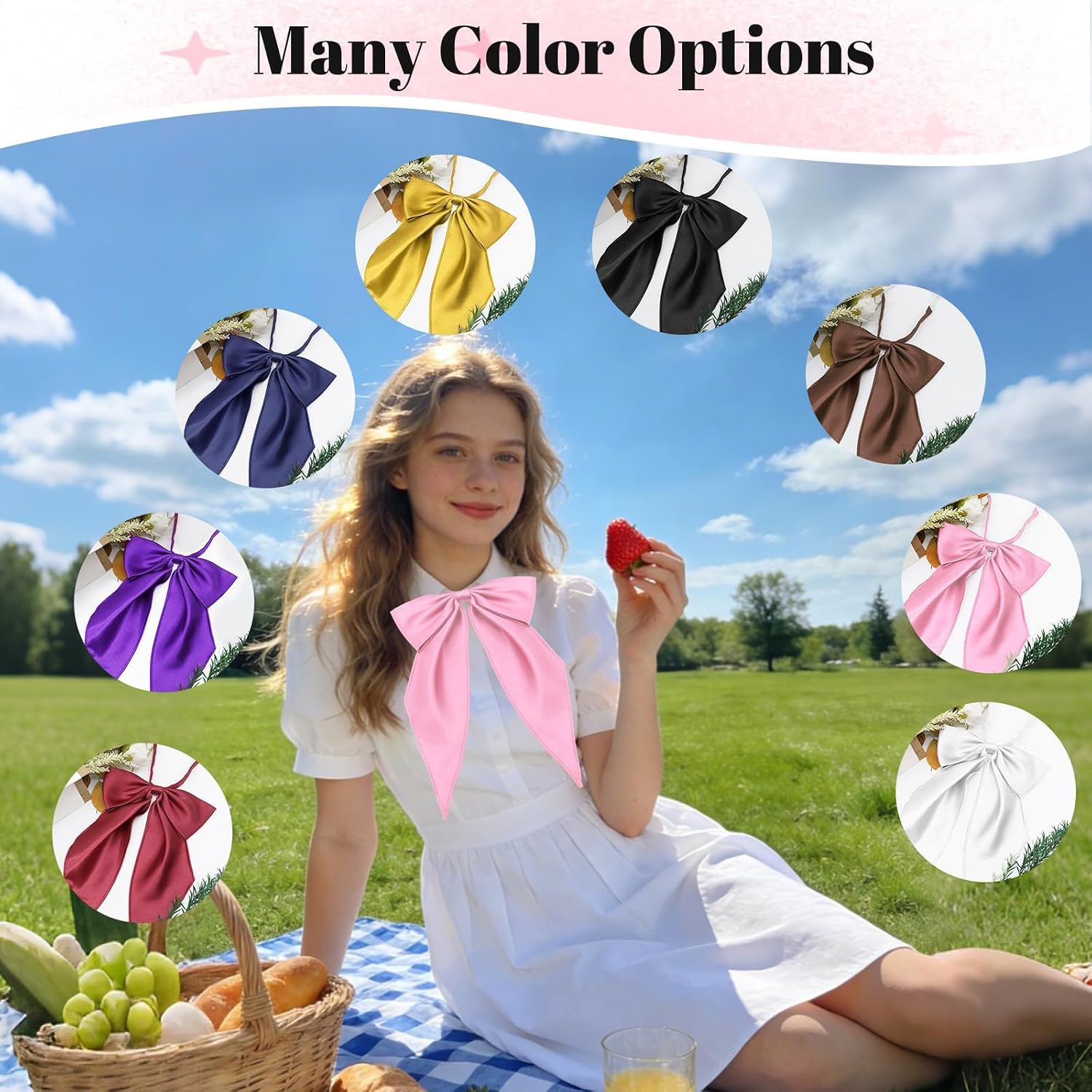 Pre-tied Oversized Bow Ties for Men Women for Wedding Party Prom | Big Bowties, Solid Polyester Glossy Fabric, Adjustable Buckle Strap, Oversized Design, Smooth Surface, for Date Office Daily