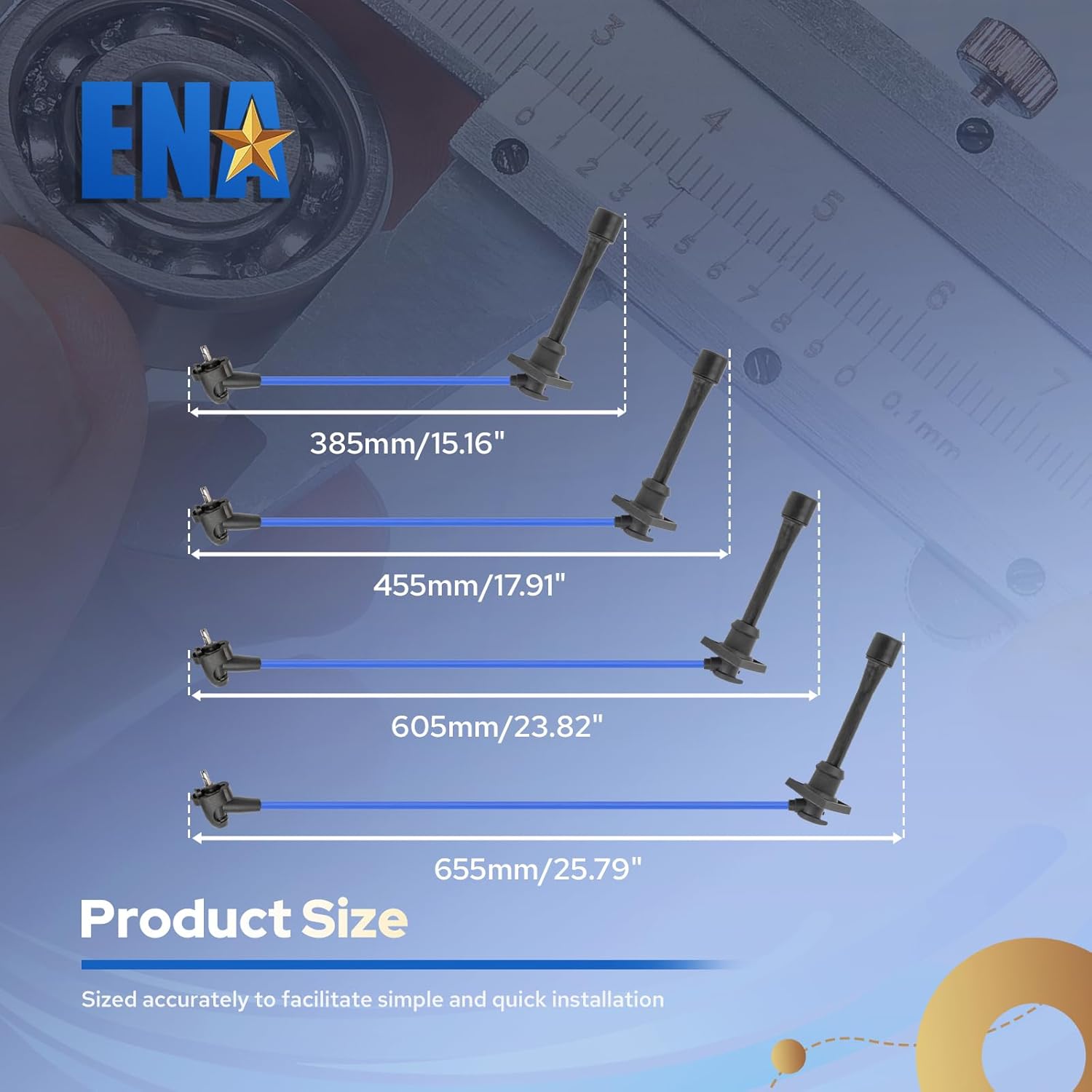 ENA Blue 5mm Spark Plug Wires Set Compatible with Toyota Geo Corolla Celica Paseo Prizm 1992 1993 1994 1995 1996 1997 1.5L 1.6L 1.8L l4 Replacement for 8128 TE41 RCTE41 Set of 4