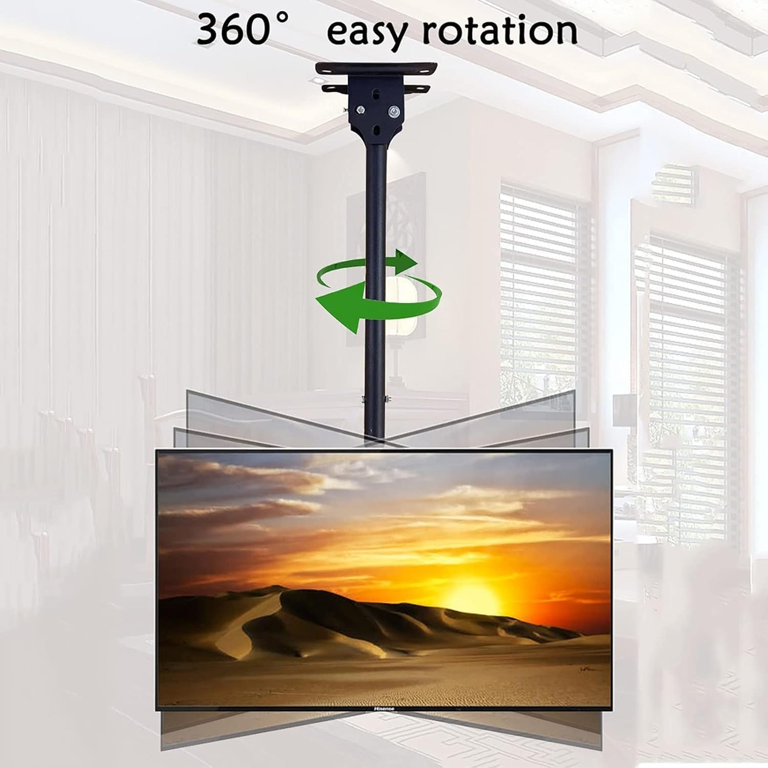 Support TV réglable - Rotation à 360° - Support TV inclinable pour la plupart des écrans LCD de 32 à 55 pouces - Élévateur TV électrique
