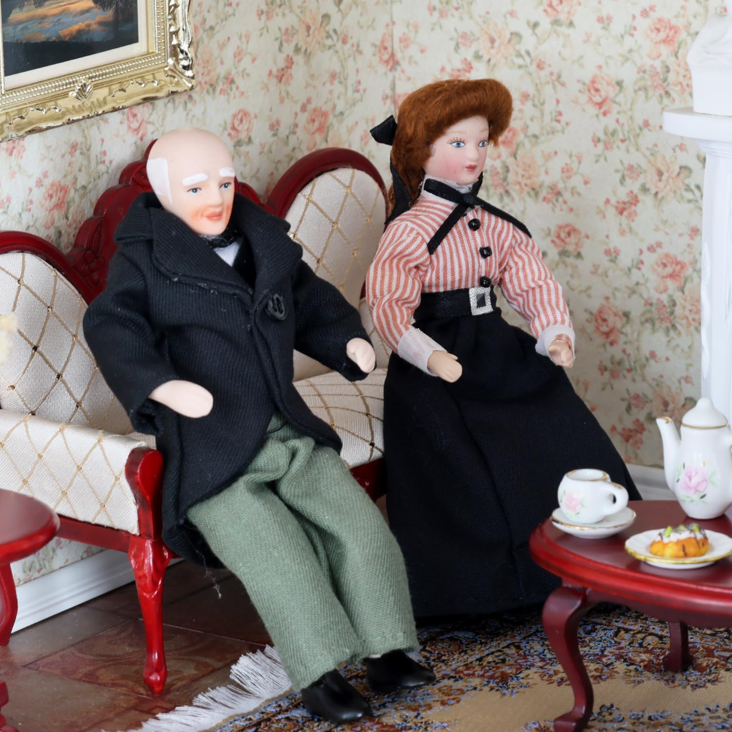 iland Dollhouse People for 1 12 Scale Accessories Miniature 6 inch Dolls for Doll House Little People Figures Mini Dollhouse Family Set Porcelain Action Figures Cute Realistic Gifts