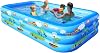 GALAXYER Inflatable Paddling Pool with Cartoon Prints, 3 Rings Large Rectangular Family Swimming Center for Kids Toddlers Adult, Indoor Outdoor Garden Swimming Pool, 205 × 125 × 50 CM