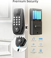 Vista 6 de DESLOC C100 Plus - Cerradura inteligente WiFi integrada, cerradura de puerta de entrada sin llave con pantalla, cerrojo de teclado para puerta Negro