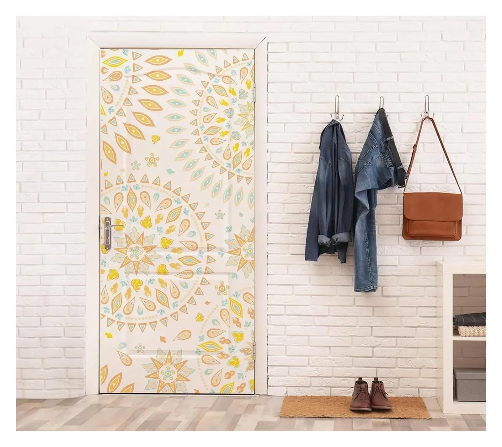 Sticker de porte mandala noir et doré 40x120cm pour la décoration de la maison