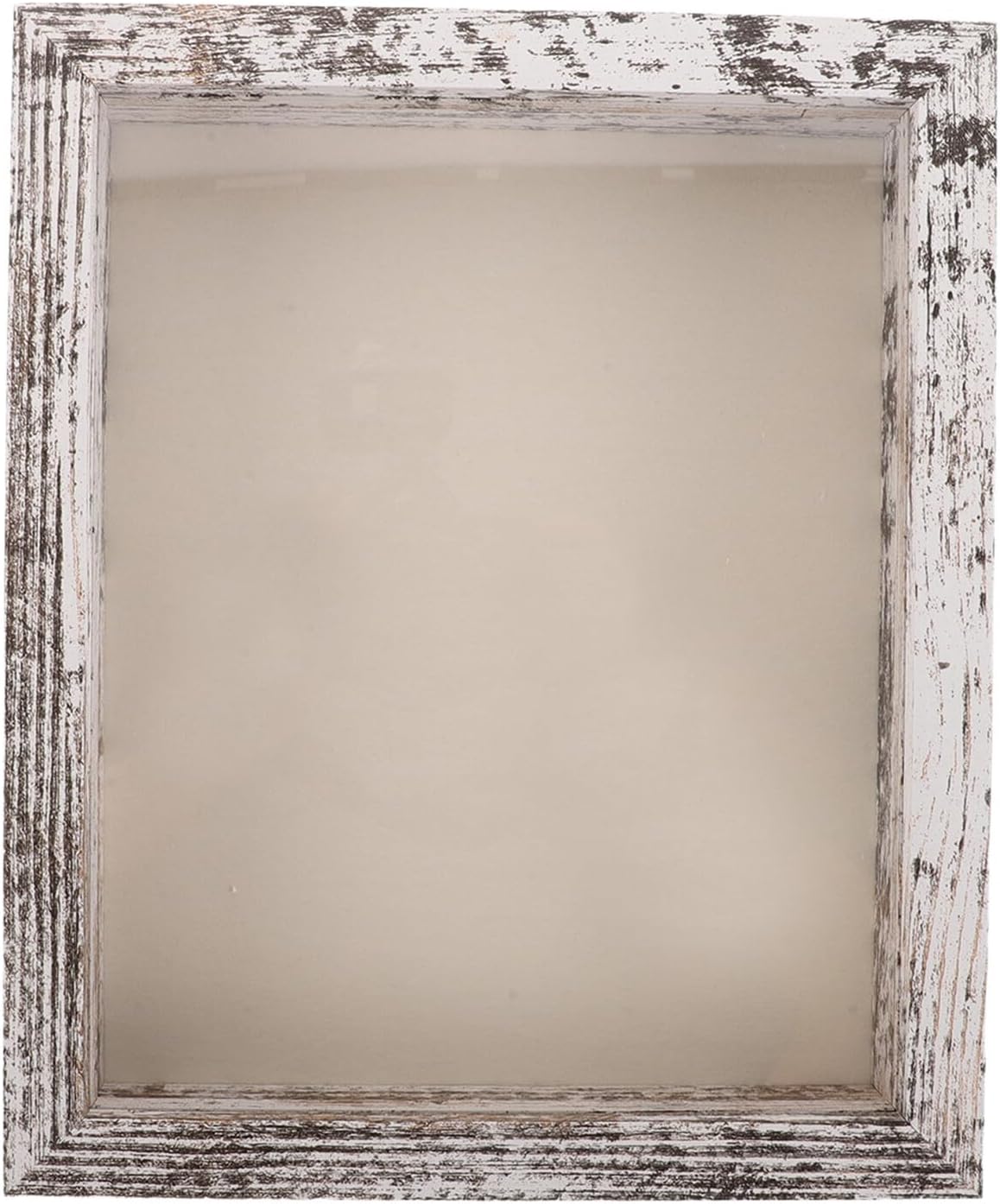 Luxshiny Wood Shadow Box Frame for Dried Flowers Display, Deep Rustic Photo Frame Case with Vintage White Finish, Keepsake Display for Wedding Bouquets, Medals, and Home Décor