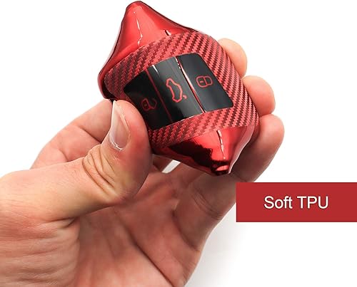 Miniatura 10 de M.JVisun Cubierta de llavero de coche con acabado de fibra de carbono suave para Volkswagen Arteon Atlas Golf Alltrack Jetta Passat para Tiguan para