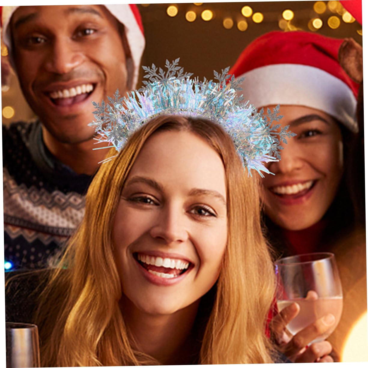 Beaupretty 3pezzi Fascia per Capelli Fiocchi di Fascia per Capelli Glitter per Feste di Natale Natalizi per Ragazza