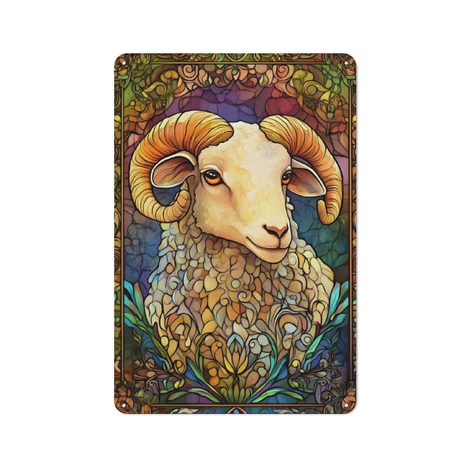 Junmoney Sheep Tin Sign 30X20cm With For Home Bar Wall, Rustic Decor, For Kitchen, Dining Room And Home Bar Wall Decor