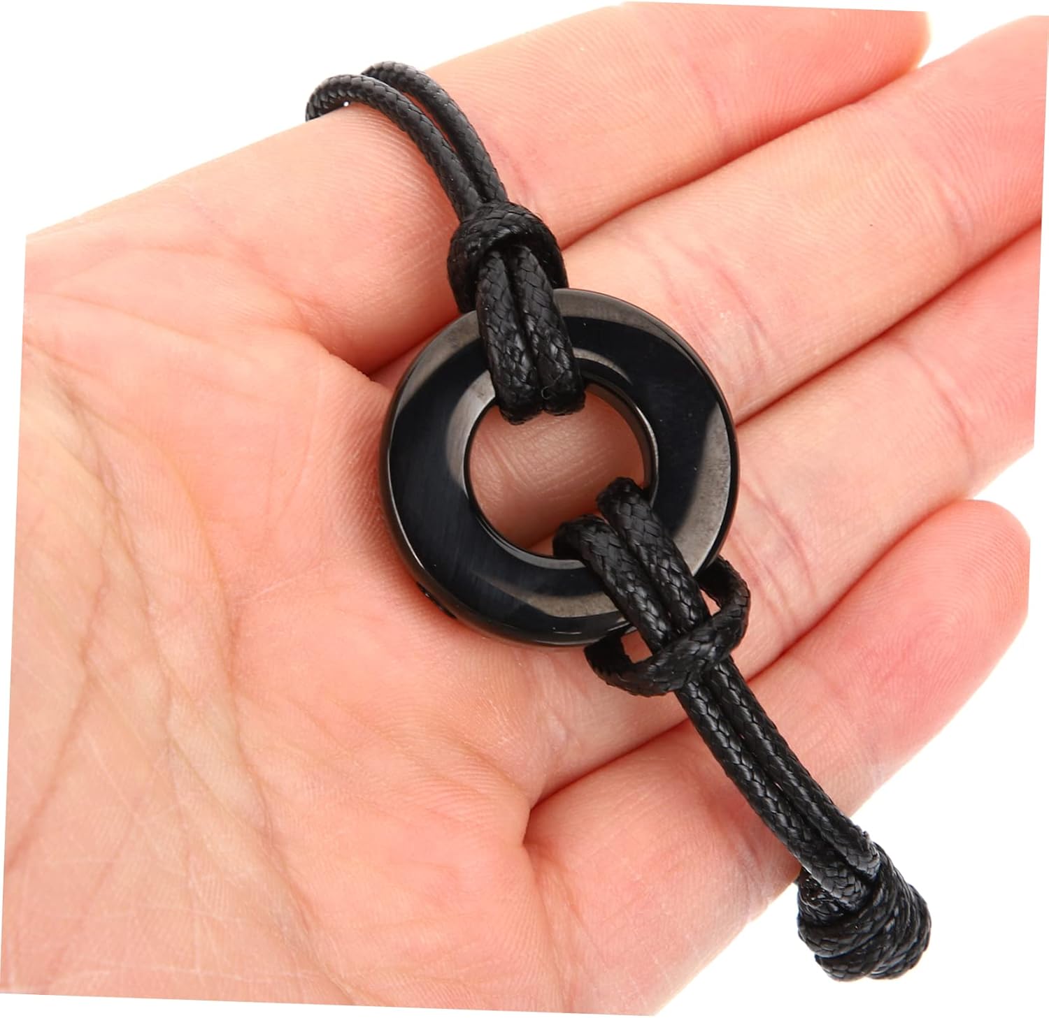 BESPORTBLE 5pcs Ashes Urn Bracelet for Memorial Keepsakes Woven Cremation Wristband Stainless Circle Handcrafted Bracelet for Ashes of Loved Elegant Black Design