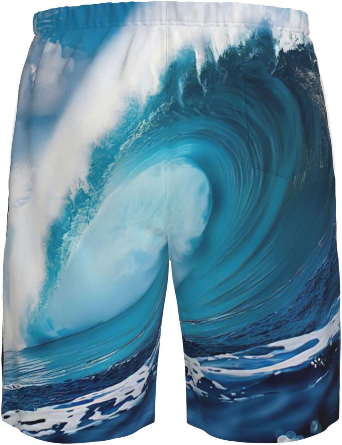 Mens Big Ocean Wave Hd Print Beach Shorts,Casual Summer Shorts for Men,Quick Dry Polyester