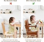 Toddler Booster Seat for Dining Table, Non-Slip Kitchen Chair Booster Cushion with Backrest and Adjustable Straps, Portable PU Waterproof Travel Baby Booster Increasing Cushion, Brown