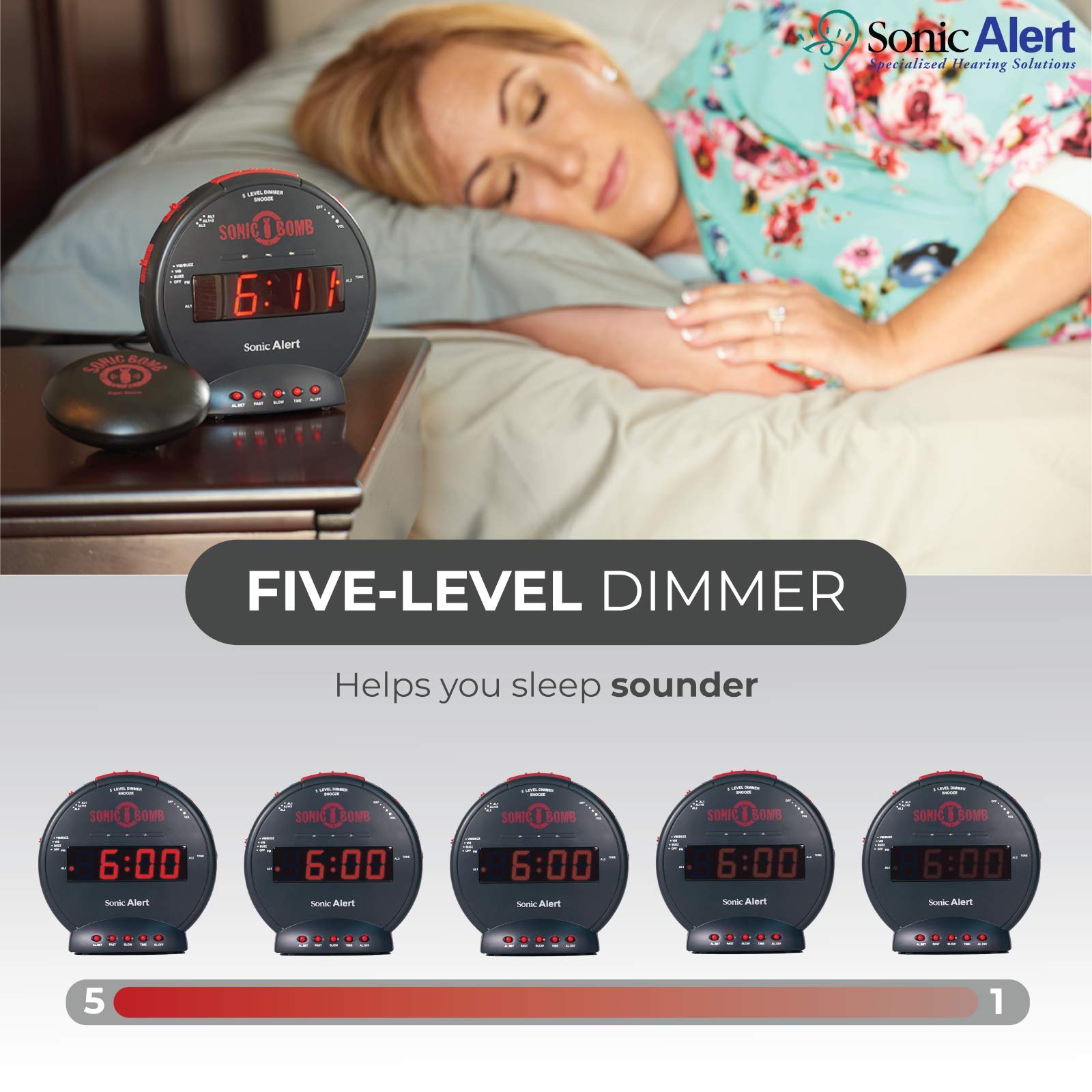 Buy Sonic Bomb Dual Alarm Clock with Bed Shaker, Black Sonic Alert