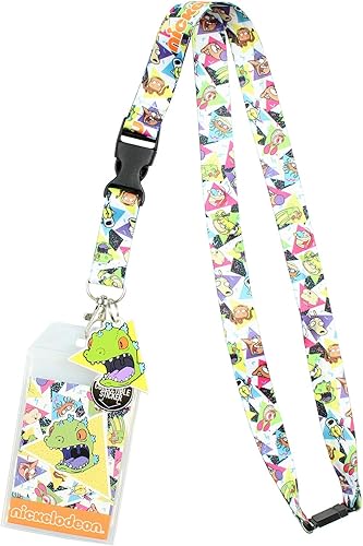 Nickelodeon 90s Rugrats Ren and Stimpy Catdog - Soporte para identificación con colgante de reptar y calcomanía coleccionable