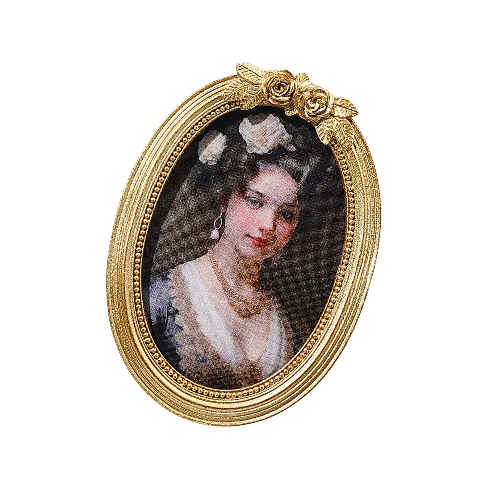 Elnwnnkc Artistic Golden Oval Resin Frame with Detailed Rose Design for Enhancing Home Aesthetic Resin Oval Shape Photo Frame Stylish Home Art