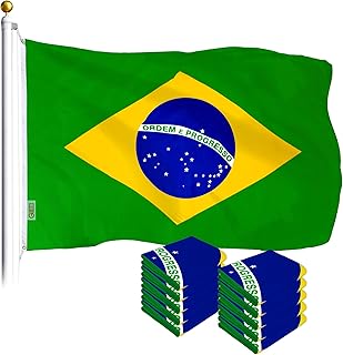 G128 10 Pack: Brazil Brazilian Flag | 3x5 Ft | LiteWeave Series Printed 100D Polyester | Country Flag, Vibrant Colors, Bra...