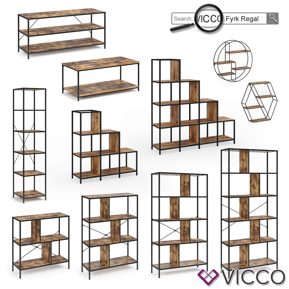 Vicco Meuble TV Fyrk, Bois Antique, 226x93cm, avec des étagères Ouvertes pour Le Rangement des appareils multimédias