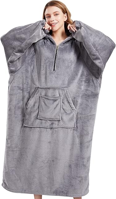 Genfien Oversized Hoodie Sweatshirt Blanket Super Soft Warm Comfortable Blanket Hoodie One Size Fits Women Girls Men Boys Friends