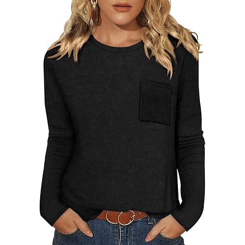 WIHOLL Long Sleeve Shirts for Women Waffle Knit Trendy Fall Fashion 2025 Dressy Casual Blouses Teacher Outfits