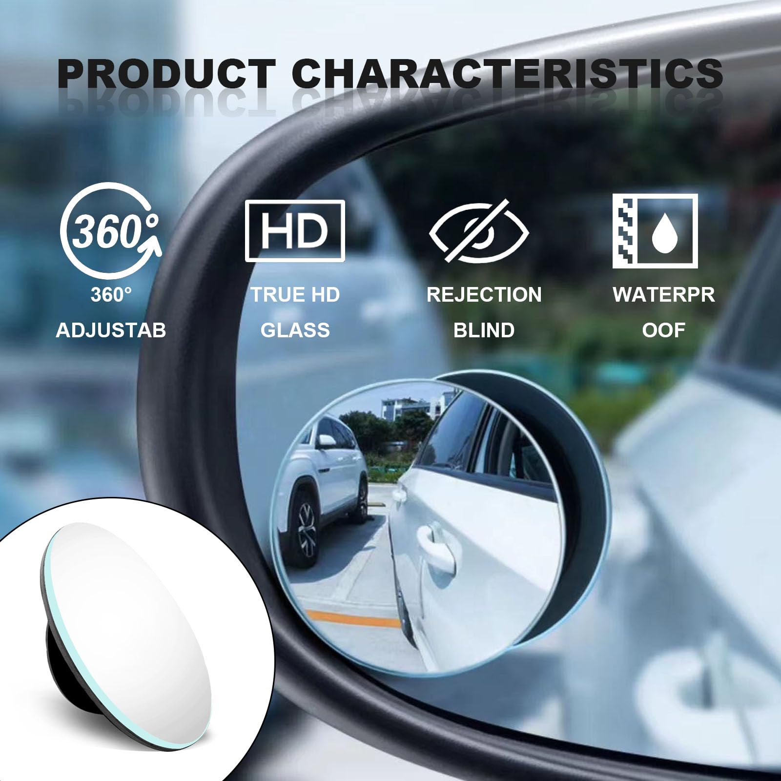 Car Accessories Blind Spot Car Mirror, Long Framed HD Glass And ABS Housing Convex Wide Car Dashboard Accessories