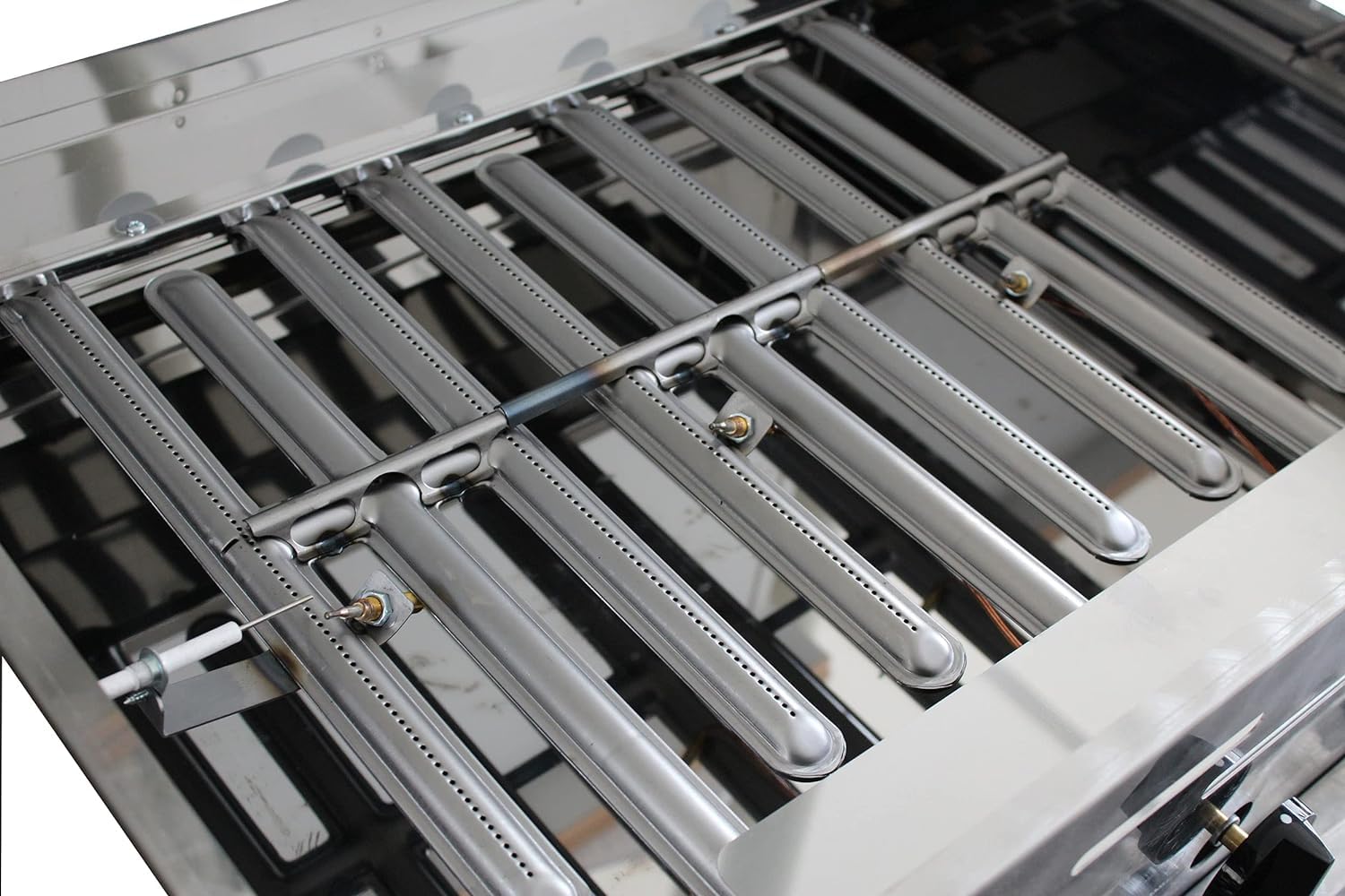4-flammiger Profi Gasgrill aus Edelstahl, stufenlos regelbar, Gasbräter, Gastrogrill, Gastrobräter mit Gasschlauch und Druckminderer (18,0 kW | Edelstahl Grillrost)