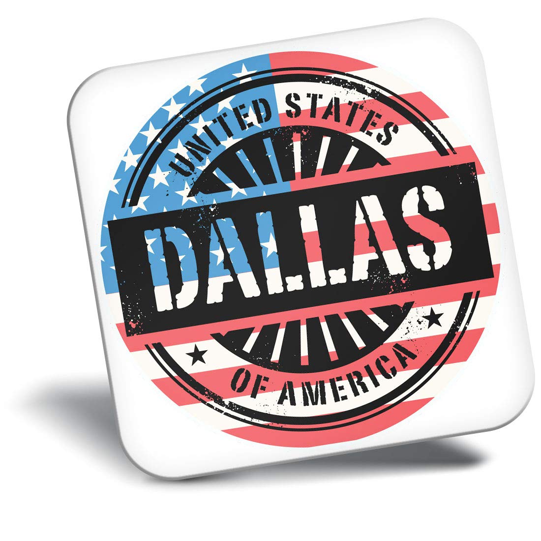 Destination Vinyl ltd Fridge Magnet - Dallas USA American Flag Stamp 6052