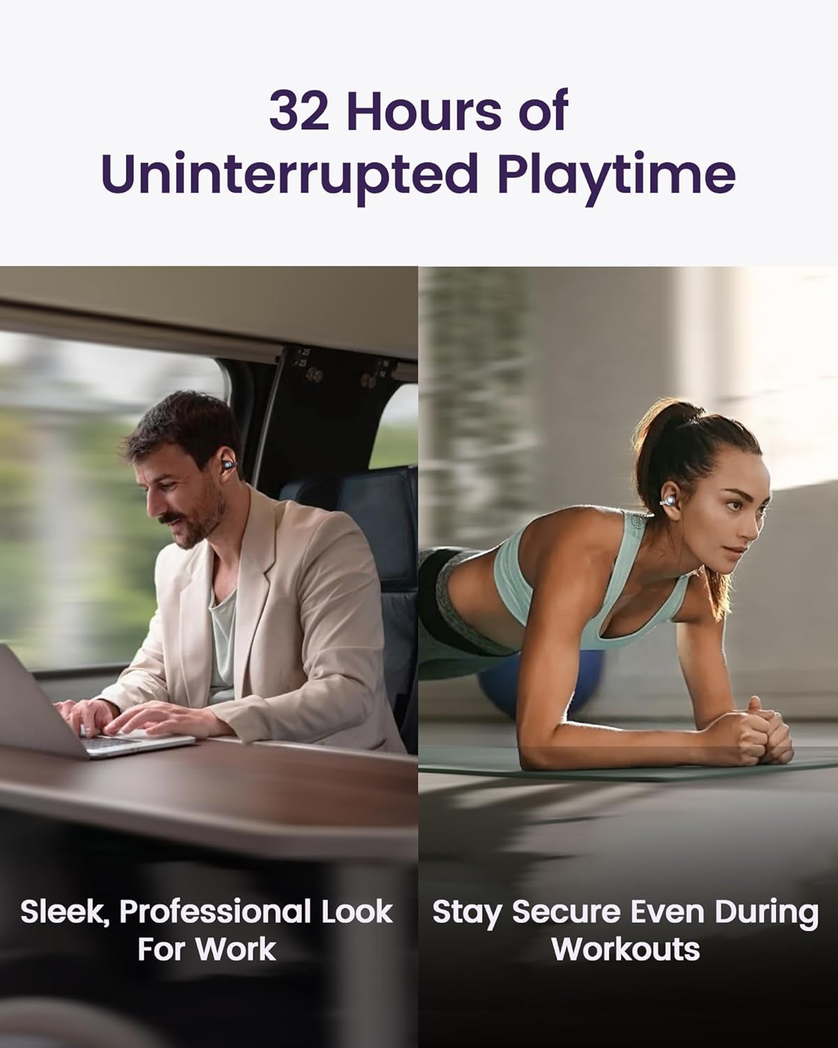 mojawa StarClip Open-Ear Wireless Bluetooth Headphones, Clip-On Earbuds, 4D Panoramic Sound, Clear Calls, Lightweight, Secure Fit, IP54 Water-Resistant Ear Grips for Workout and Daily Use, Silver - Image 4