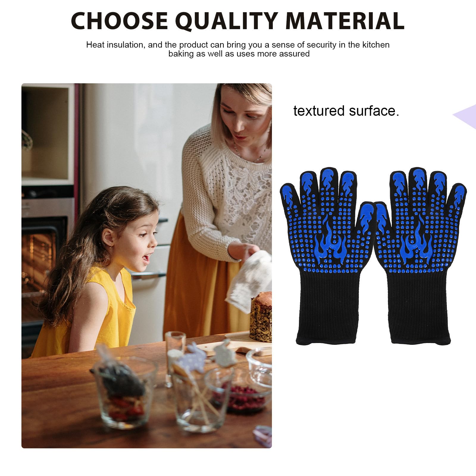BESPORTBLE 6 Pares Guante de Horno Resistente al Calor de Silicona Azul,