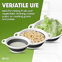 Vista 8 de Collapsible Colanders (3 Pack Set) Food Strainers with Over-Sink Water Draining Base for Pasta Fruits and Vegetables (Patent Pending) White