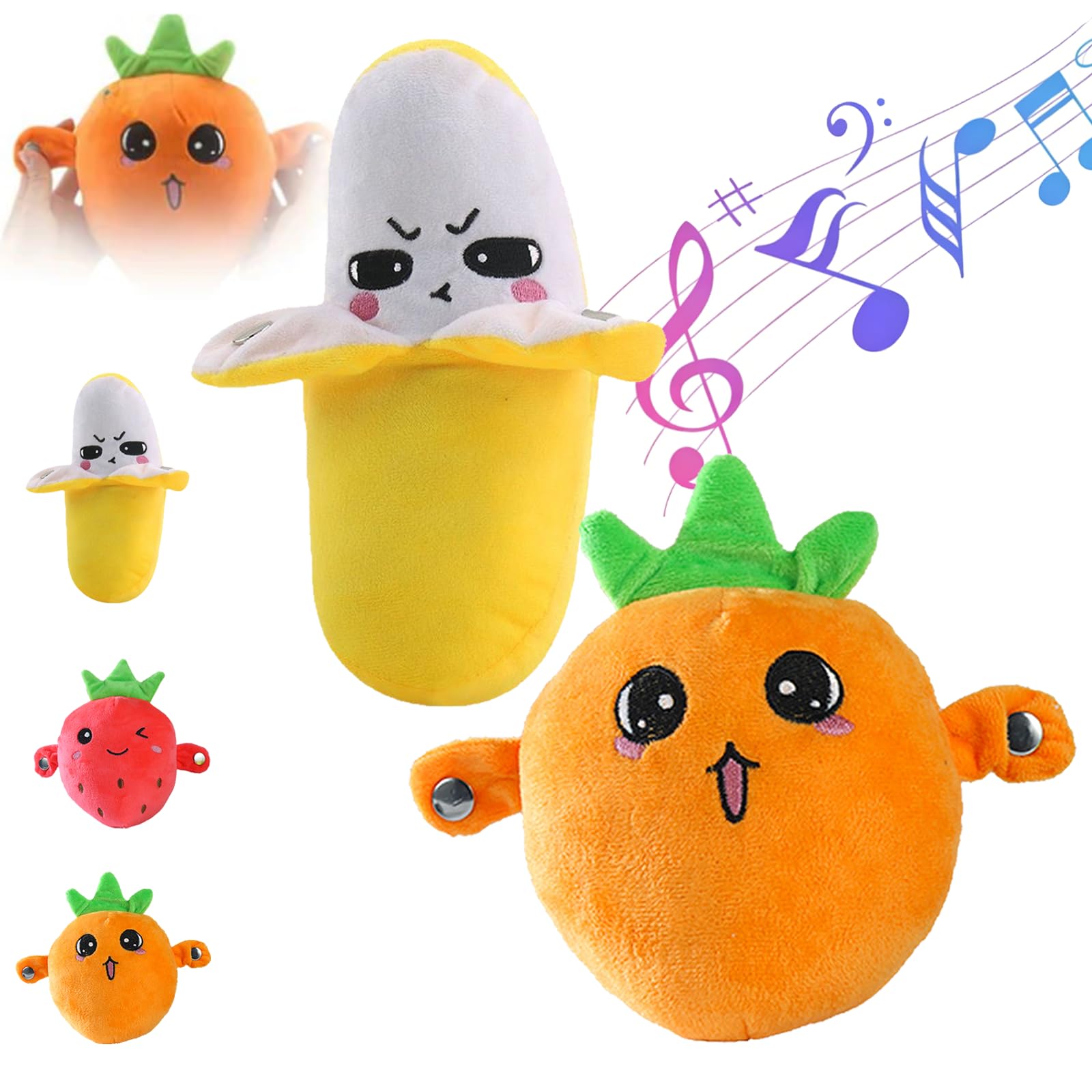 LLELEMAMO Interactive Music Plush Toy, Touch Sensitive Soft Fruit Musical Toy for Child Learning & Group Play, Induction Singing Sensory Toy for Kids Early Education, Parent-Child Play Fun (2Pcs-C)