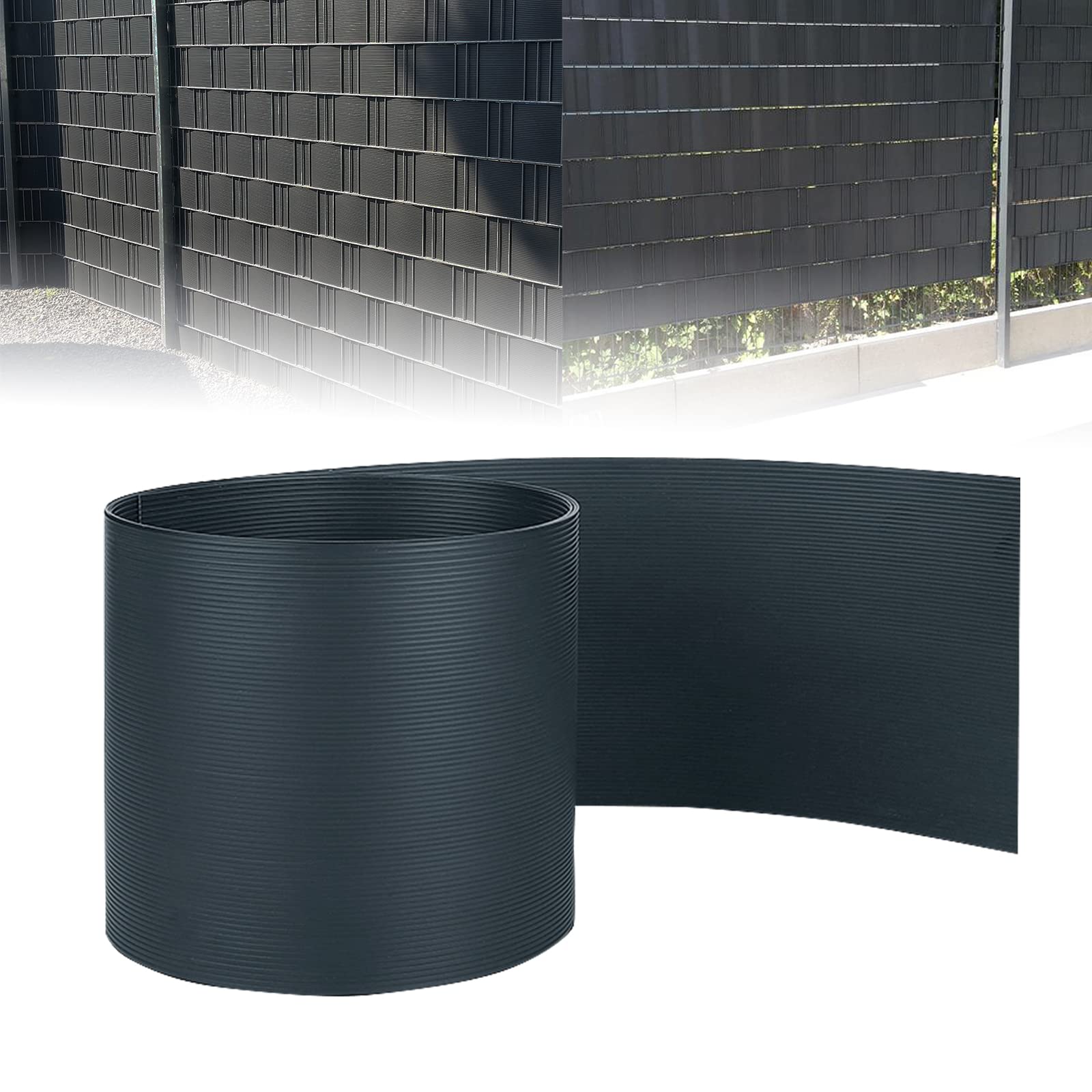 Bandes coupe-vent PVC rigide anthracite 50m brise-vue panneau double fil